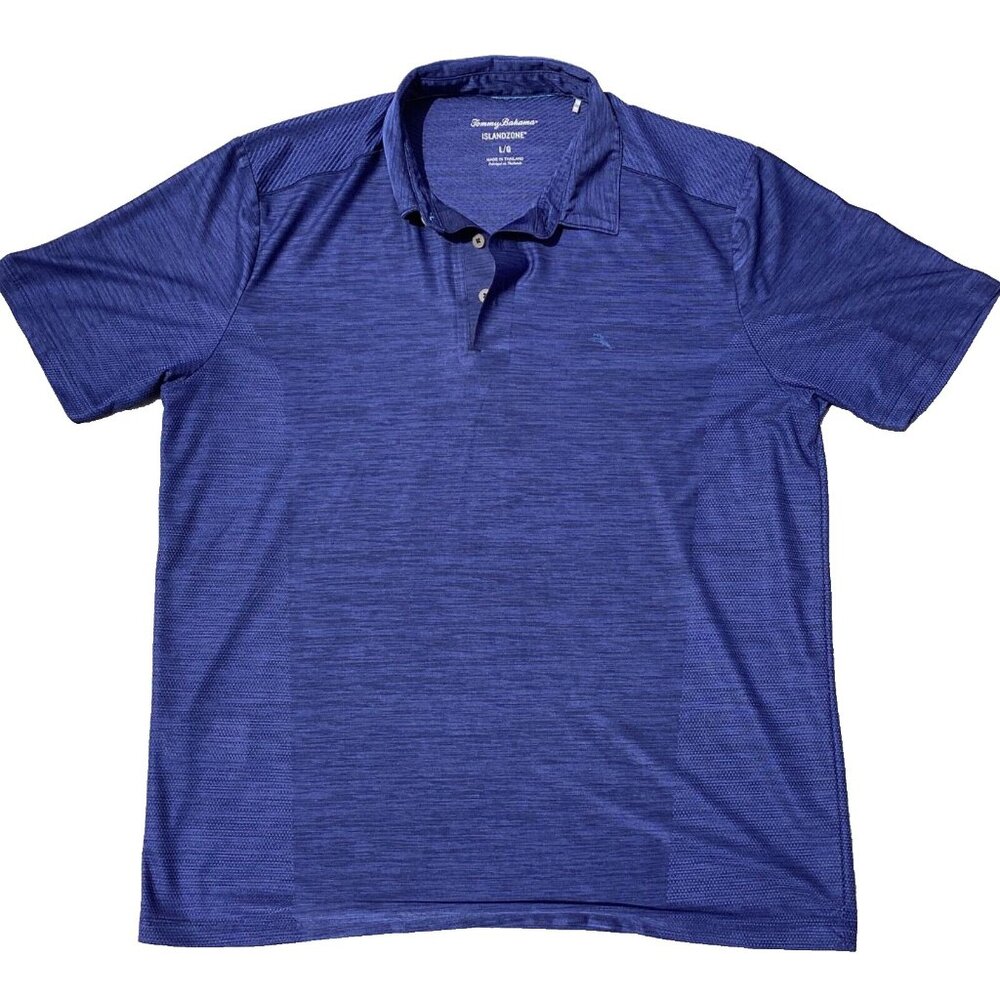 Tommy Bahama Shirt Polo Mens L Island Zone Performance Golf Dark Blue